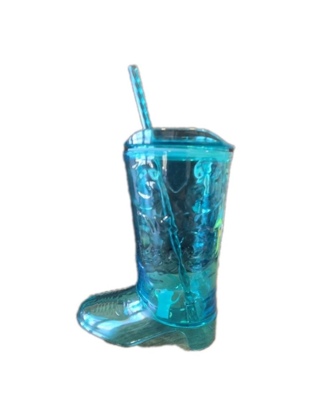 New Blue Cowboy Boot Tumbler Cup w/ Straw Western Water Bottle Drink Cup - Picture 5 of 5